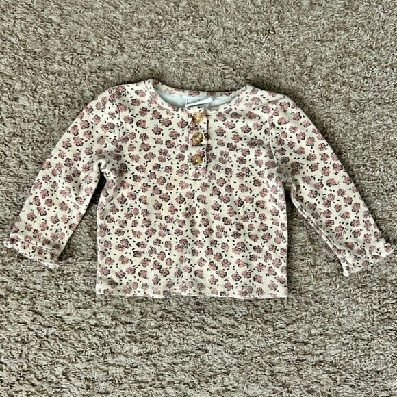 Nicole Miller Sweet Floral Long Sleeve Tee w Matching Fuzzy Pink Vest I Size 18M - Picture 5 of 11
